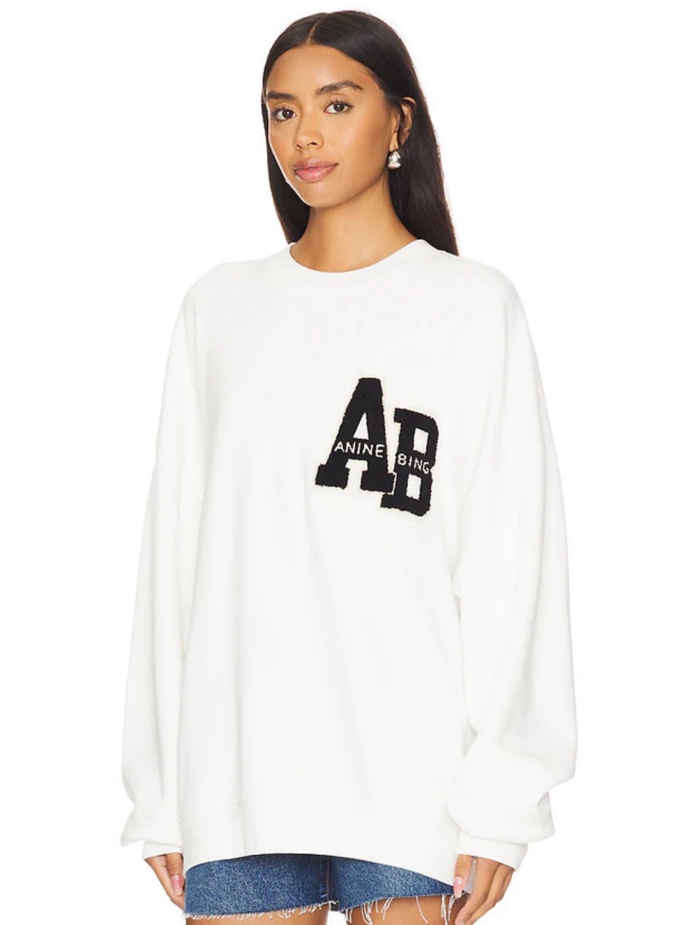 Anine Bing off white miles letterman sweatshirt - Picture 3 of 8